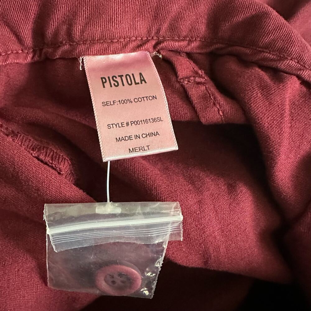 Pistola Tammy High Rise Trouser Exposed Buttons Pants Size 30 Merlot - Picture 9 of 15
